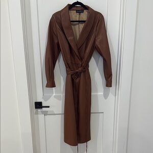 Eloquii Brown Faux Leather Wrap Dress